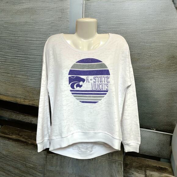 Blue 84 Tops - Blue 84 Women's White Kansas State University HiLo Lightweight Sweatshirt Size M